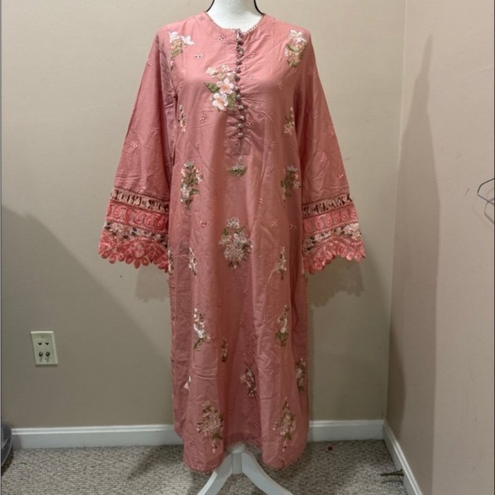Elegant Pink Embroidered Dress ethnic brand sz small
